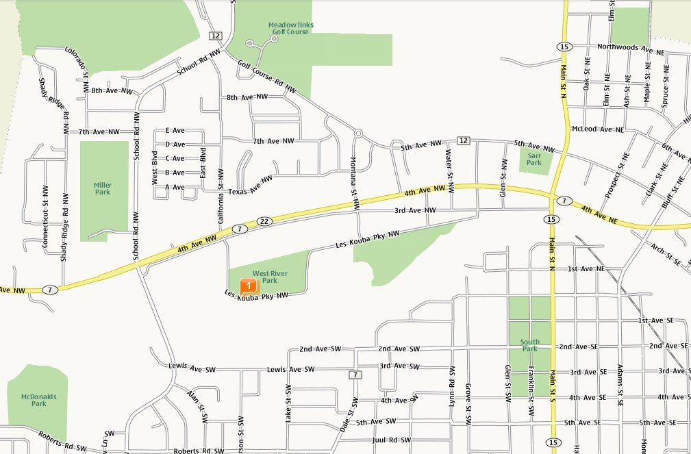 Map showing location of Masonic West River Park.